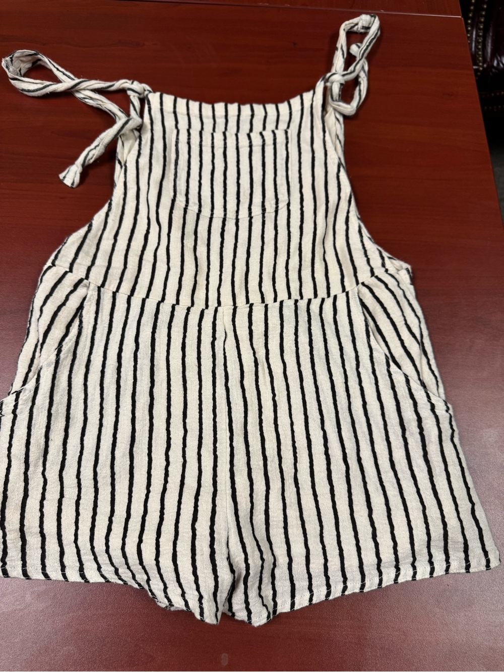 Striped Cream and Black Adult One-Piece Romper